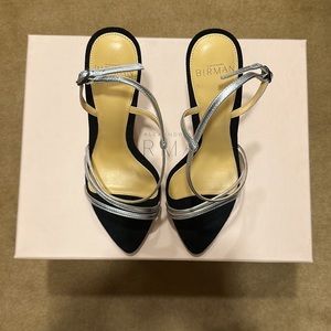 Alexandre Birman Alana Black Suede and Metallic Leather Sandal